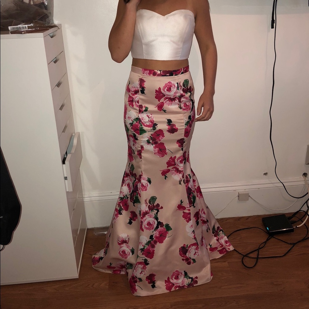 Floral Two Piece Prom Dress